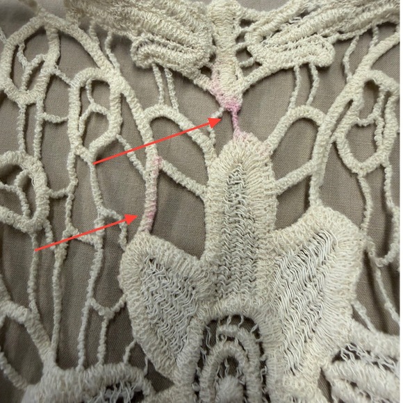 Daytrip L Large Tiered Boho Crochet Lace Trim Striped Tank Mini Dress Women's - Picture 7 of 7